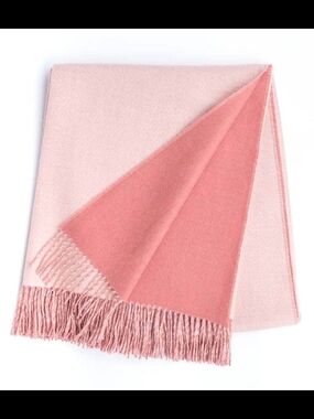 Reversible Dusty Rose Fringe Dovcote Baby Alpaca Throw